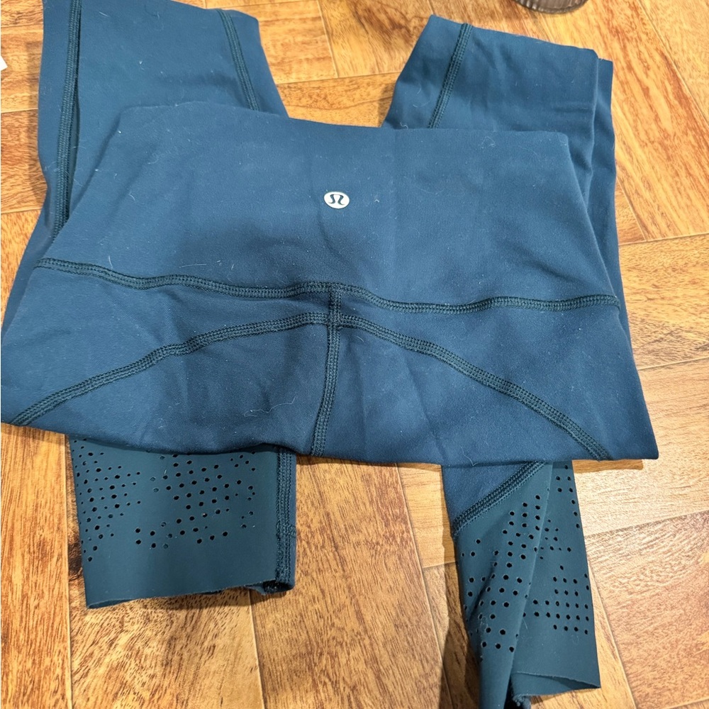 Lululemon Teal Perforated Leggings